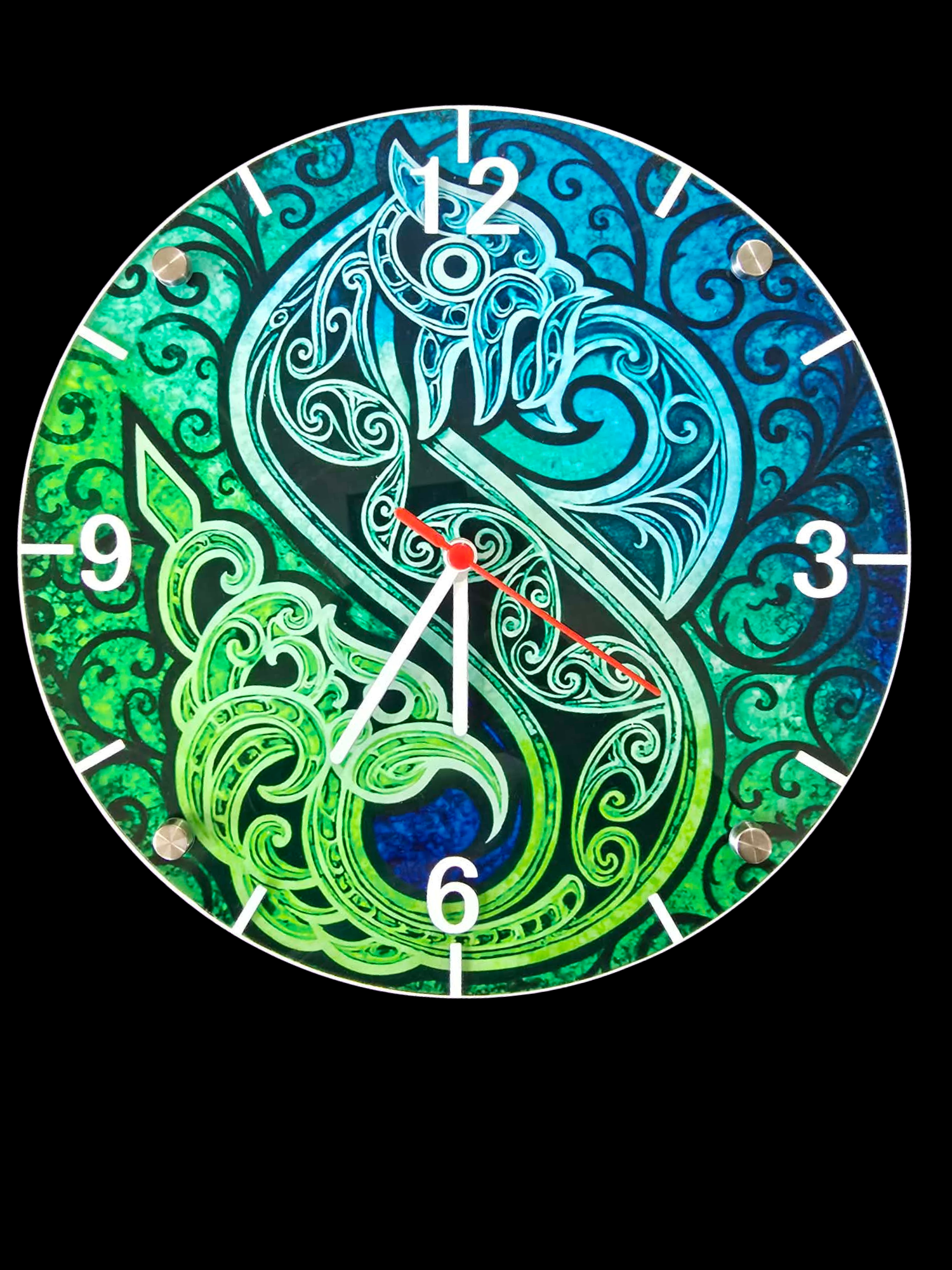 green-manaia-glass-wall-clock-30cm