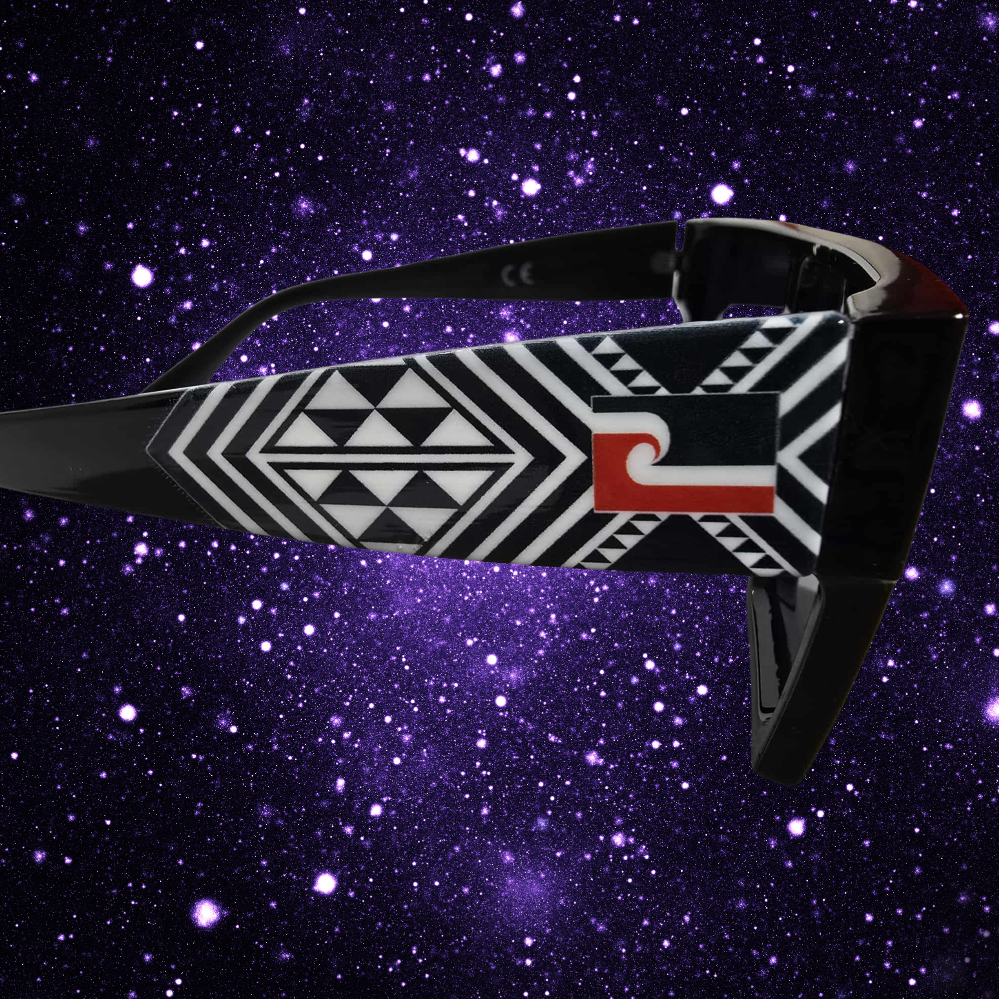 “CRE-eight Tribal Sunglasses – Black Frame with Purple Mirrored Lens”