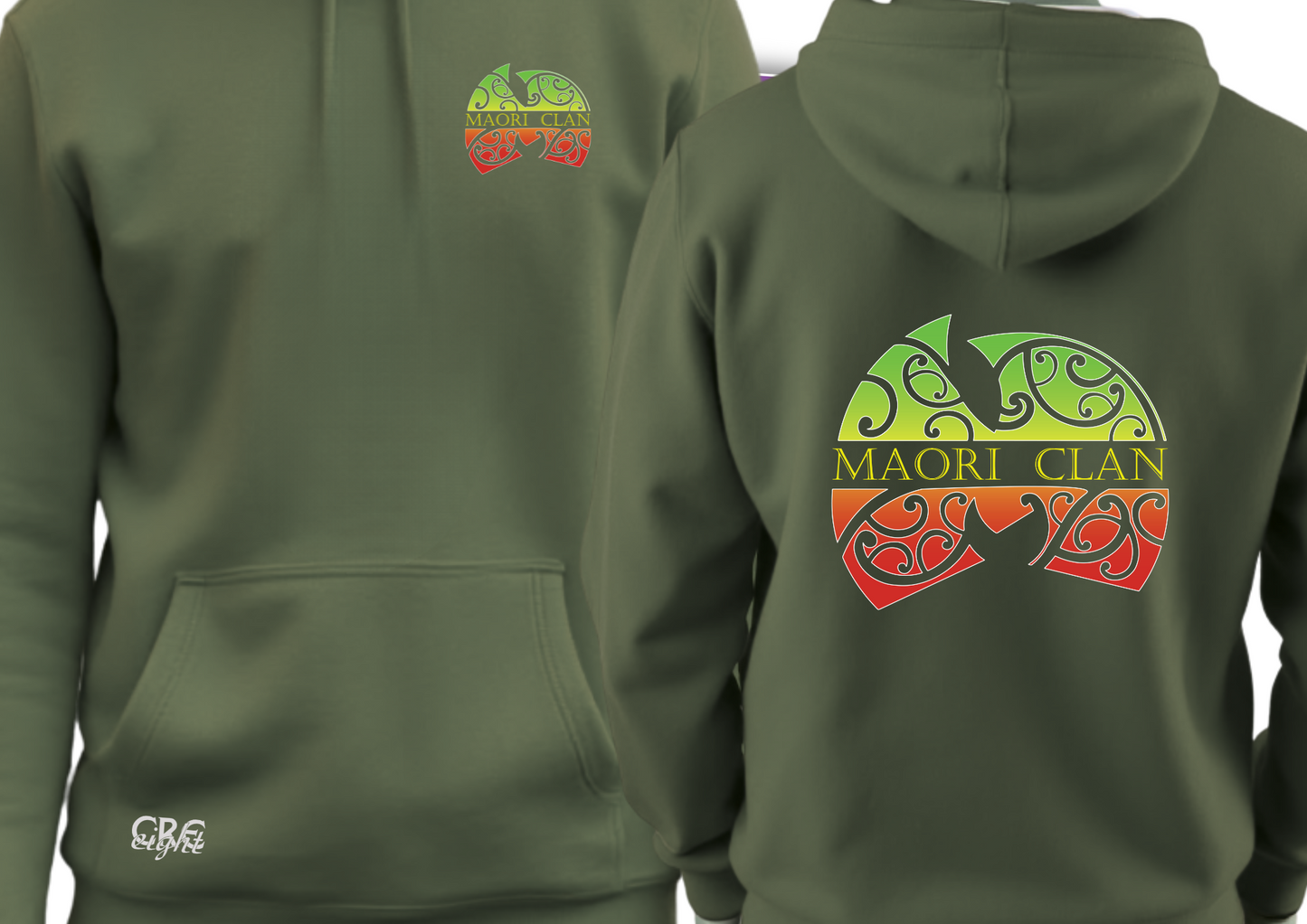 🟩 Maori Clan Khaki Hoodie – Earth-Toned Strength Meets Tribal Art