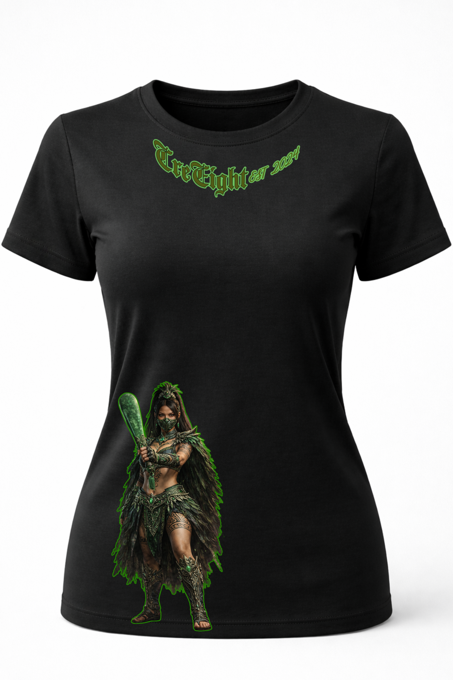 Māori Kombat Fantasy Warrior Black T-Shirt – Limited Edition Streetwear | CRE-eight(MADE TO ORDER)