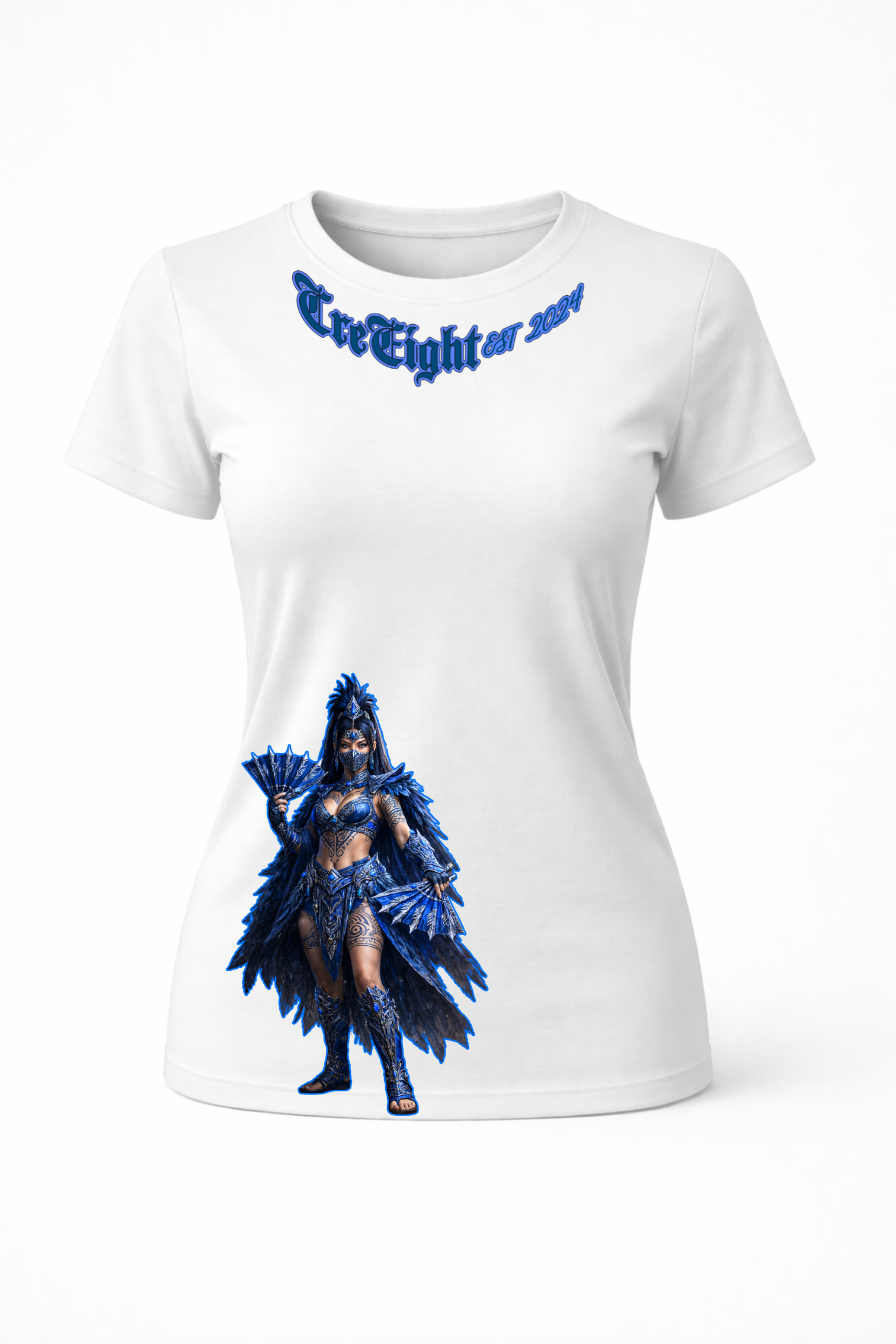 Māori Kombat Fantasy Warrior White T-Shirt – Limited Edition Streetwear | CRE-eight(MADE TO ORDER)