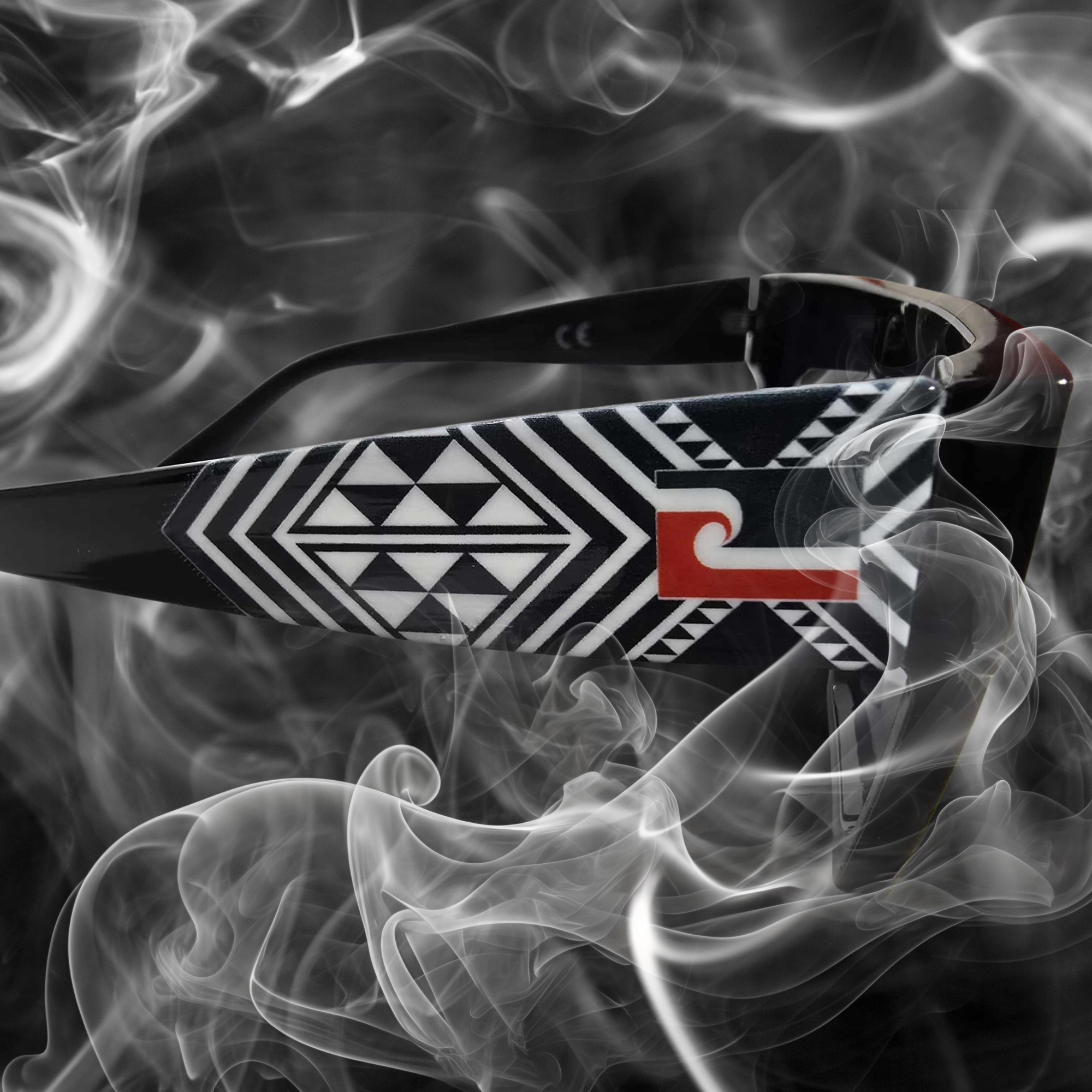 “CRE-eight Tribal Sunglasses – Black Frame with Silver Mirrored Lens”