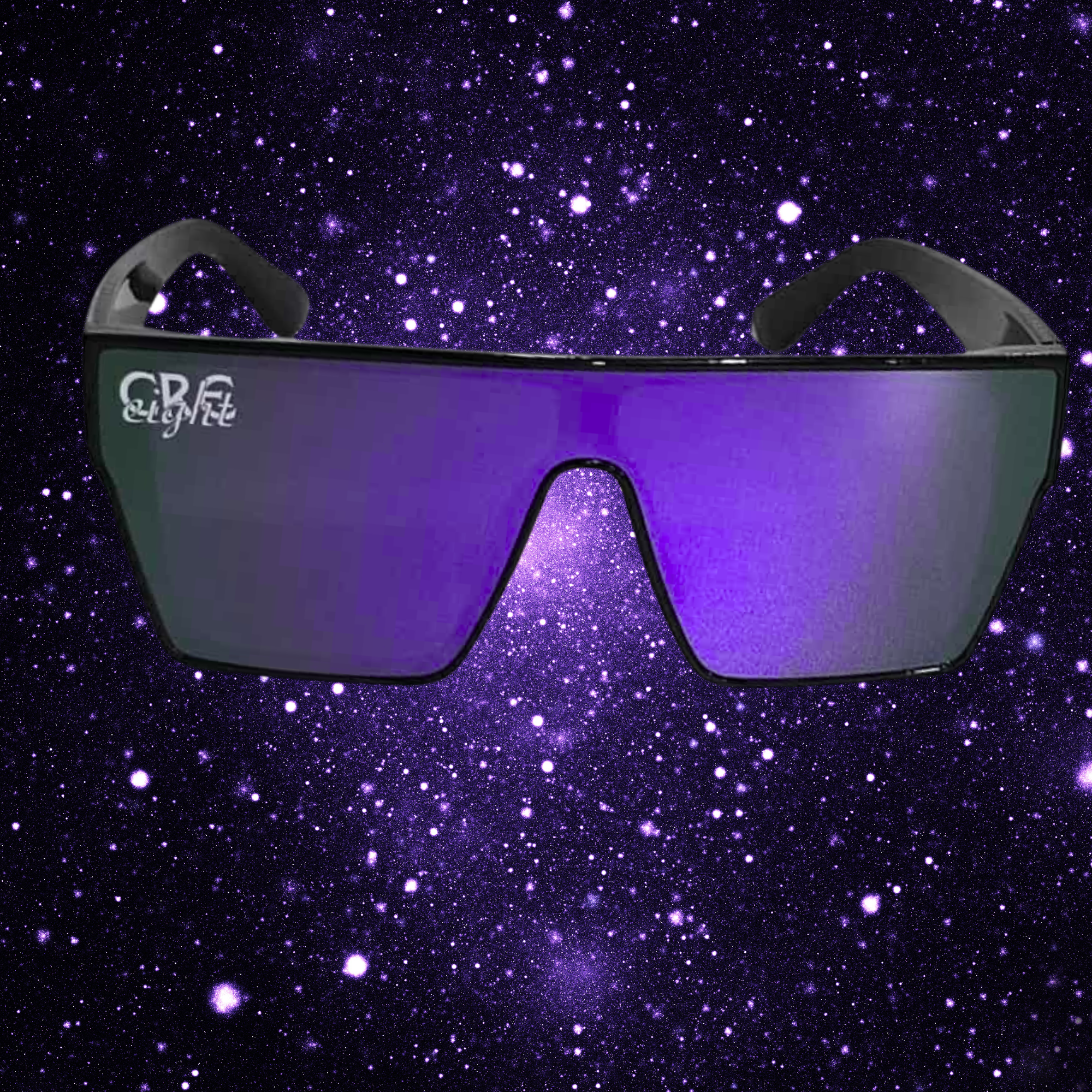 “CRE-eight Tribal Sunglasses – Black Frame with Purple Mirrored Lens”